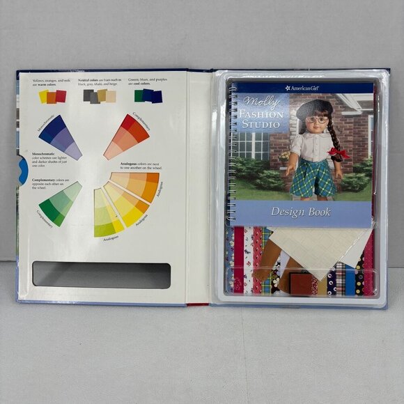 American Girl Molly Fashion Studio Kit Paper Doll Design Book Fabric Prints - Picture 2 of 9